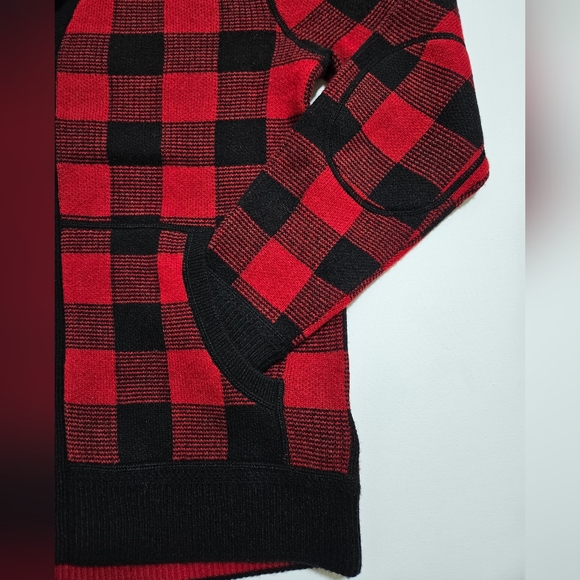 Polo Ralph Lauren 100% Wool Shawl Cardigan Sweater Red Black Check Plaid Medium - Picture 3 of 5